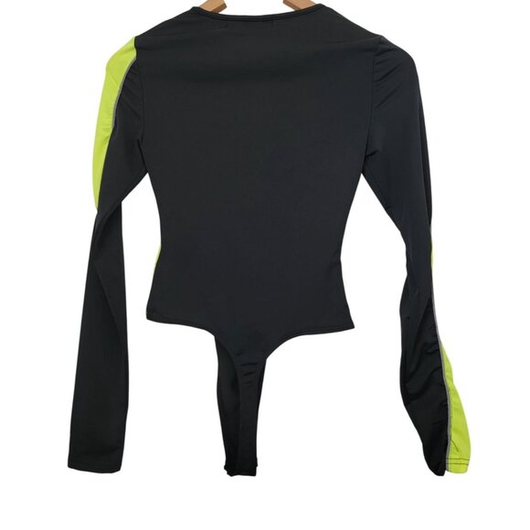 JADED LONDON Black & Neon Green Long Sleeve Bodysuit Women's Sz XS - Picture 2 of 7